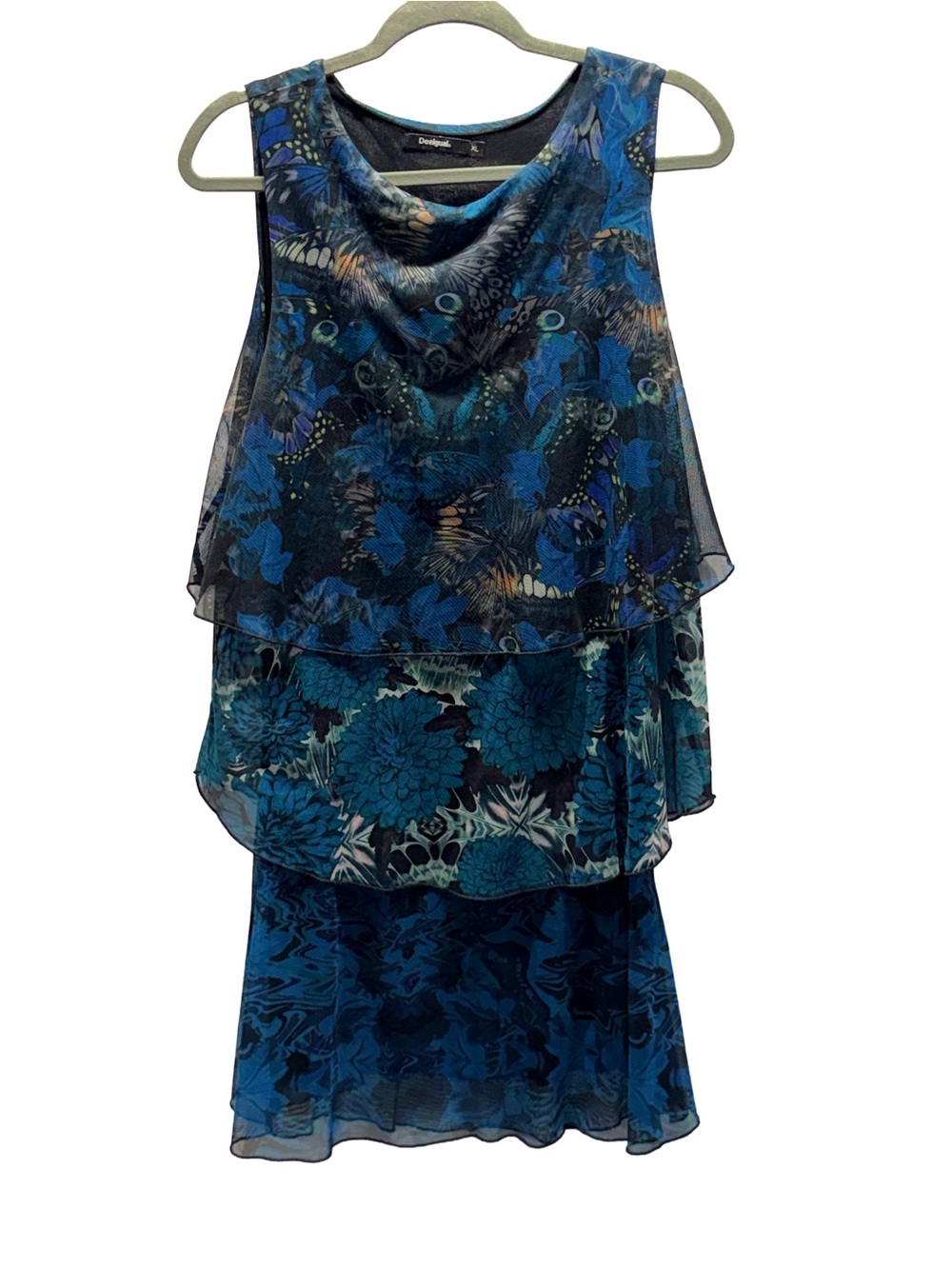 Desigual Blue /Green Layered Sleeveless Tunic/ Dress - XL